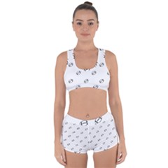 American Football Ball Motif Print Pattern Racerback Boyleg Bikini Set by dflcprintsclothing