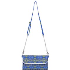 Gold And Blue Fancy Ornate Pattern Mini Crossbody Handbag by dflcprintsclothing