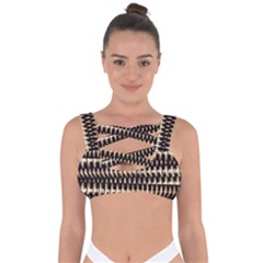 Red Tech Stripes Print Bandaged Up Bikini Top by dflcprintsclothing