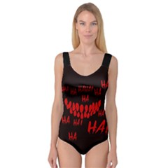 Demonic Laugh, Spooky Red Teeth Monster In Dark, Horror Theme Princess Tank Leotard  by Casemiro