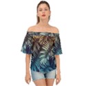 Tropical leaves Off Shoulder Short Sleeve Top View1