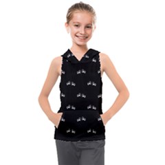 Black And White Boxing Motif Pattern Kids  Sleeveless Hoodie by dflcprintsclothing