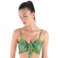 Green Leaves Woven Tie Front Bralet by goljakoff