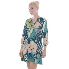 Abstract Flowers Open Neck Shift Dress