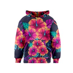 Neon Flowers Kids  Pullover Hoodie by goljakoff