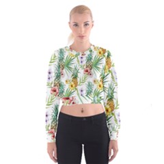 Tropical Pineapples Cropped Sweatshirt by goljakoff