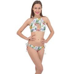 Tropical Pineapples Cross Front Halter Bikini Set by goljakoff