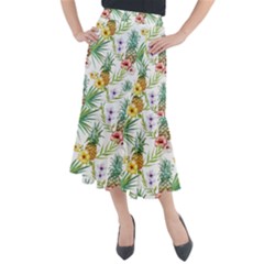 Tropical Pineapples Midi Mermaid Skirt