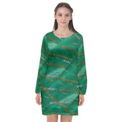 Colors To Celebrate All Seasons Calm Happy Joy Long Sleeve Chiffon Shift Dress  by pepitasart