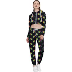 Digital Flowers Cropped Zip Up Lounge Set