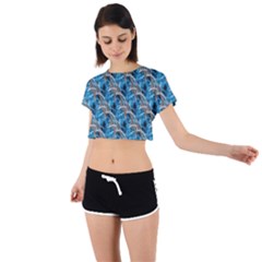 Abstract Illusion Tie Back Short Sleeve Crop Tee