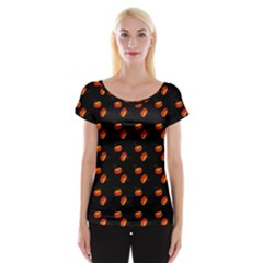 Kawaii Pumpkin Black Cap Sleeve Top by vintage2030