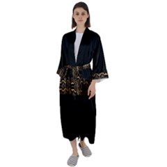 Luxury Ornate Minimal Style Dark Print Maxi Satin Kimono by dflcprintsclothing