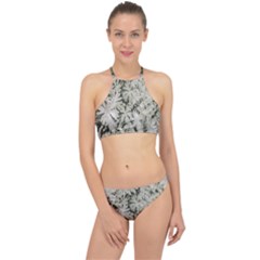 Pale Tropical Floral Print Pattern Racer Front Bikini Set by dflcprintsclothing