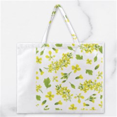 Yellow Flowers Zipper Large Tote Bag by designsbymallika