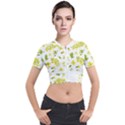 Yellow Flowers Short Sleeve Cropped Jacket View1