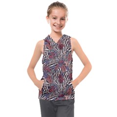 Zebra Chain Pattern Kids  Sleeveless Hoodie by designsbymallika