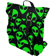 We Are Watching You! Aliens Pattern, Ufo, Faces Buckle Up Backpack by Casemiro