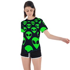 We Are Watching You! Aliens Pattern, Ufo, Faces Asymmetrical Short Sleeve Sports Tee by Casemiro