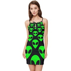 We Are Watching You! Aliens Pattern, Ufo, Faces Summer Frill Dress by Casemiro