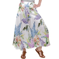 Flowers Satin Palazzo Pants