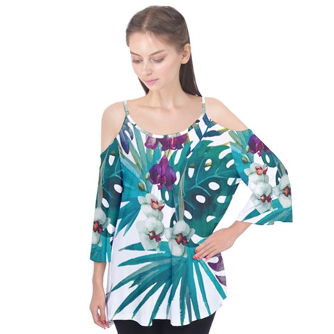 Tropical Flowers Flutter Tees by goljakoff