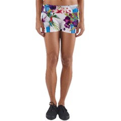 Tropical Parrots Yoga Shorts by goljakoff