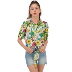 Jungle Birds Tie Front Shirt  by goljakoff