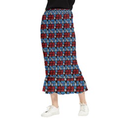 Red And Blue Maxi Fishtail Chiffon Skirt