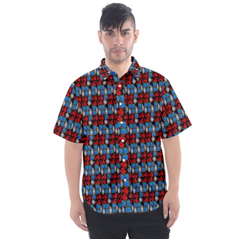 Red And Blue Men s Short Sleeve Shirt by Sparkle