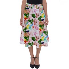 Painted Flowers Perfect Length Midi Skirt by Sparkle