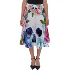 Skull And Flowers Perfect Length Midi Skirt by goljakoff