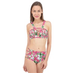 Pink Flowers Cage Up Bikini Set by goljakoff