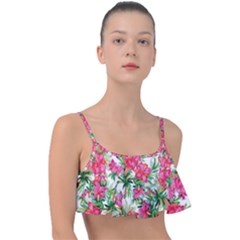 Pink Flowers Frill Bikini Top by goljakoff