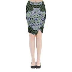 Calm In The Flower Forest Of Tranquility Ornate Mandala Midi Wrap Pencil Skirt by pepitasart