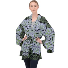 Calm In The Flower Forest Of Tranquility Ornate Mandala Long Sleeve Velvet Kimono  by pepitasart