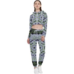 Calm In The Flower Forest Of Tranquility Ornate Mandala Cropped Zip Up Lounge Set