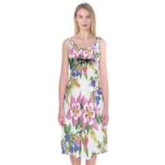 Garden Flowers Midi Sleeveless Dress by goljakoff