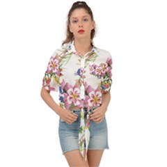 Garden Flowers Tie Front Shirt  by goljakoff