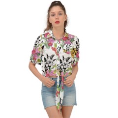 Summer Flowers Tie Front Shirt  by goljakoff