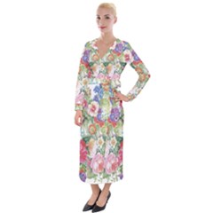 Beautiful Flowers Velvet Maxi Wrap Dress by goljakoff