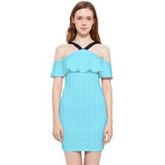 Arctic Blue & Black -  Shoulder Frill Bodycon Summer Dress