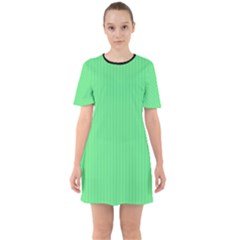 Algae Green & Black -  Sixties Short Sleeve Mini Dress by FashionLane