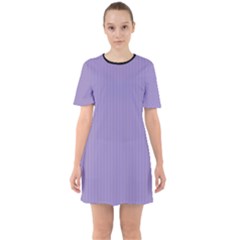 Bougain Villea Purple & Black - Sixties Short Sleeve Mini Dress by FashionLane