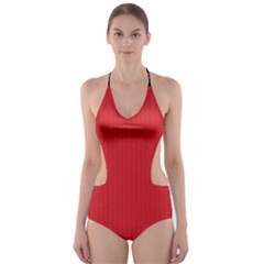 Amaranth Red & Black - Cut-out One Piece Swimsuit by FashionLane