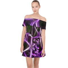 Neurons Brain Cells Imitation Off Shoulder Chiffon Dress