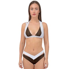 Brunette Brown & White -  Double Strap Halter Bikini Set by FashionLane