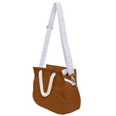 Rusty Orange & White - Rope Handles Shoulder Strap Bag by FashionLane