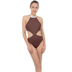 Emperador Brown & White - Halter Side Cut Swimsuit by FashionLane