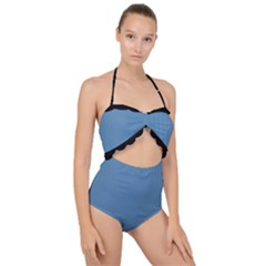 Air Force Blue & Black - Scallop Top Cut Out Swimsuit by FashionLane